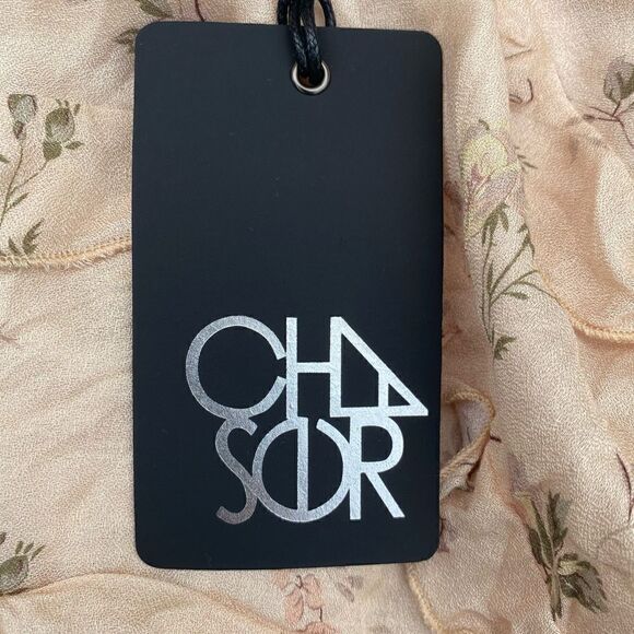 CHASER Light Peach Ruffled Tea Rose Long Sleeve Blouse. Medium. New (NWT)! - Picture 7 of 7